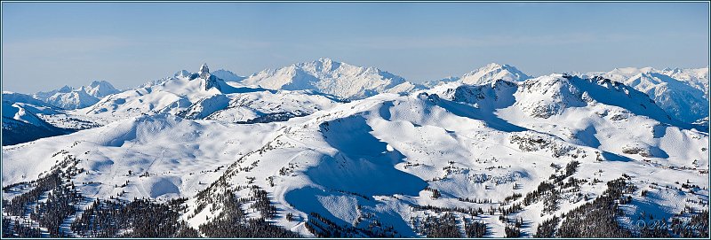 Whistler_pano_1.jpg - View of Black Tusk and Whistler Mountain skiing area from Backcomb Mountain, Whistler, British Columbia, Canada (panorama 13987 x 4683 pixels)