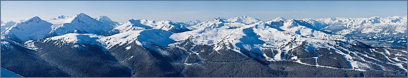 Whistler_pano_2.jpg - Panoramic view of Black Tusk and Whistler Mountain skiing area from Backcomb Mountain, Whistler, British Columbia, Canada (panorama 24509 x 4612 pixels)