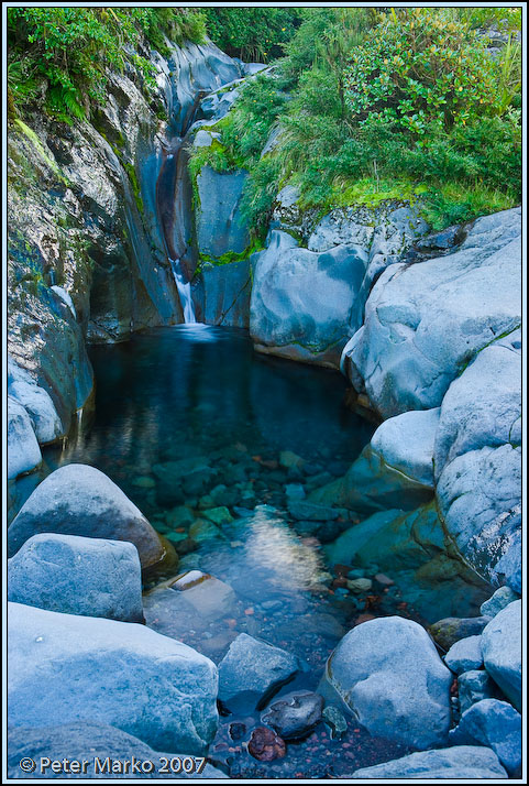 WV8X8289.jpg - Sliding waterfall. Wilkie Pools, Egmont National Park, Taranaki, New Zealand