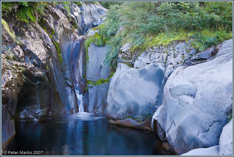 WV8X8296.jpg - Sliding waterfall. Wilkie Pools, Egmont National Park, Taranaki, New Zealand