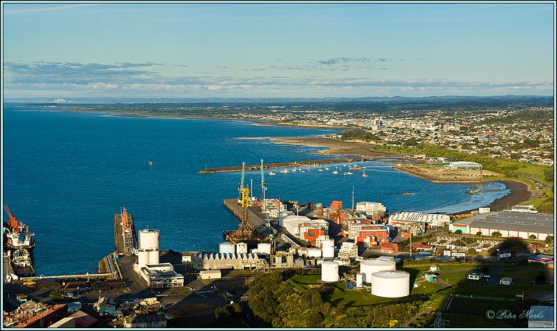 Port-pano.jpg - View of port Taranaki and New Plymouth City from Paritutu Rock.