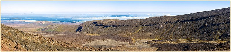 TongariroC3.jpg - Tongariro Alpine Crissing - view towards Mt. Taranaki from the saddle. Tongariro National Park, New Zealand (10931 x 4580 pixels).