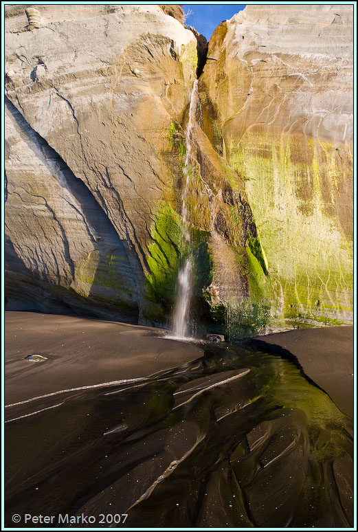 WV8X3112.jpg - White Cliffs, waterfall, Taranaki, New Zealand