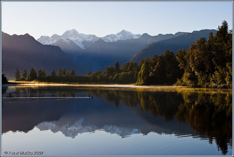 WV8X6001.jpg - Mt. Cook and Mt. Tasman mirroring in Lake Matheson, South Island, New Zealand