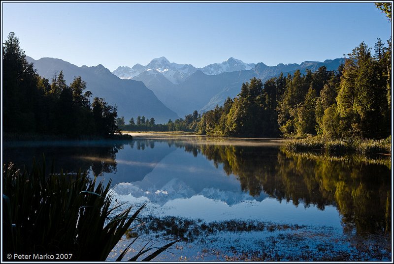 WV8X6064.jpg - Mt. Cook and Mt. Tasman mirroring in Lake Matheson, South Island, New Zealand