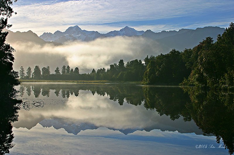 188_8852_RT16.jpg - Lake Matheson, Mt. Cook and Mt. Tasman, South Island, New Zealand