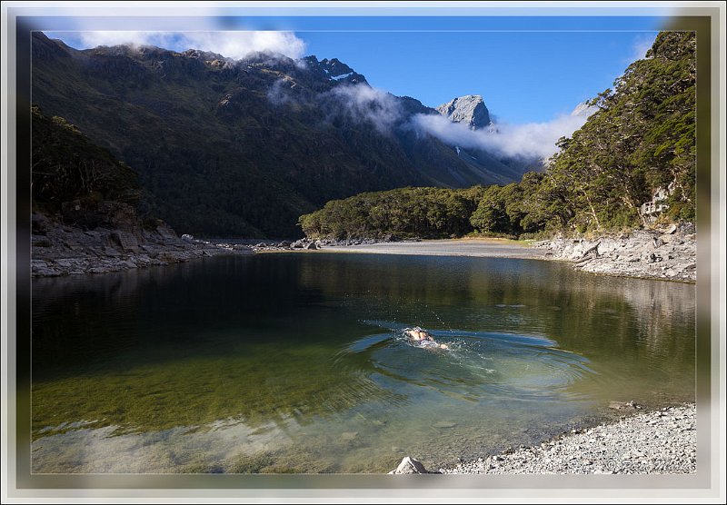 IMG_2823.jpg - Refreshing swim in Lake Mackenzie. Routeburn Track, Fiorland National Park, New Zealand.